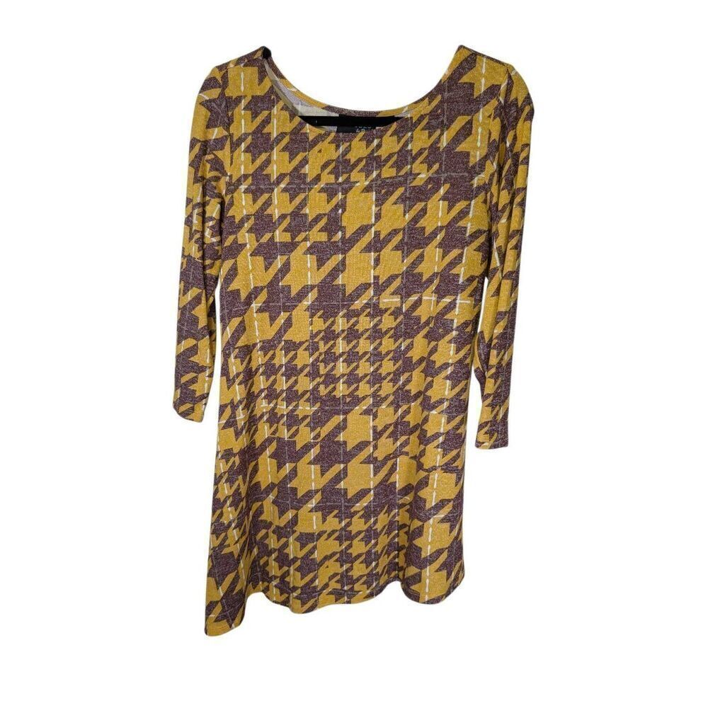 Attitudes by Renee Asymmetric Printed Yellow and Purple Women's Top Size S